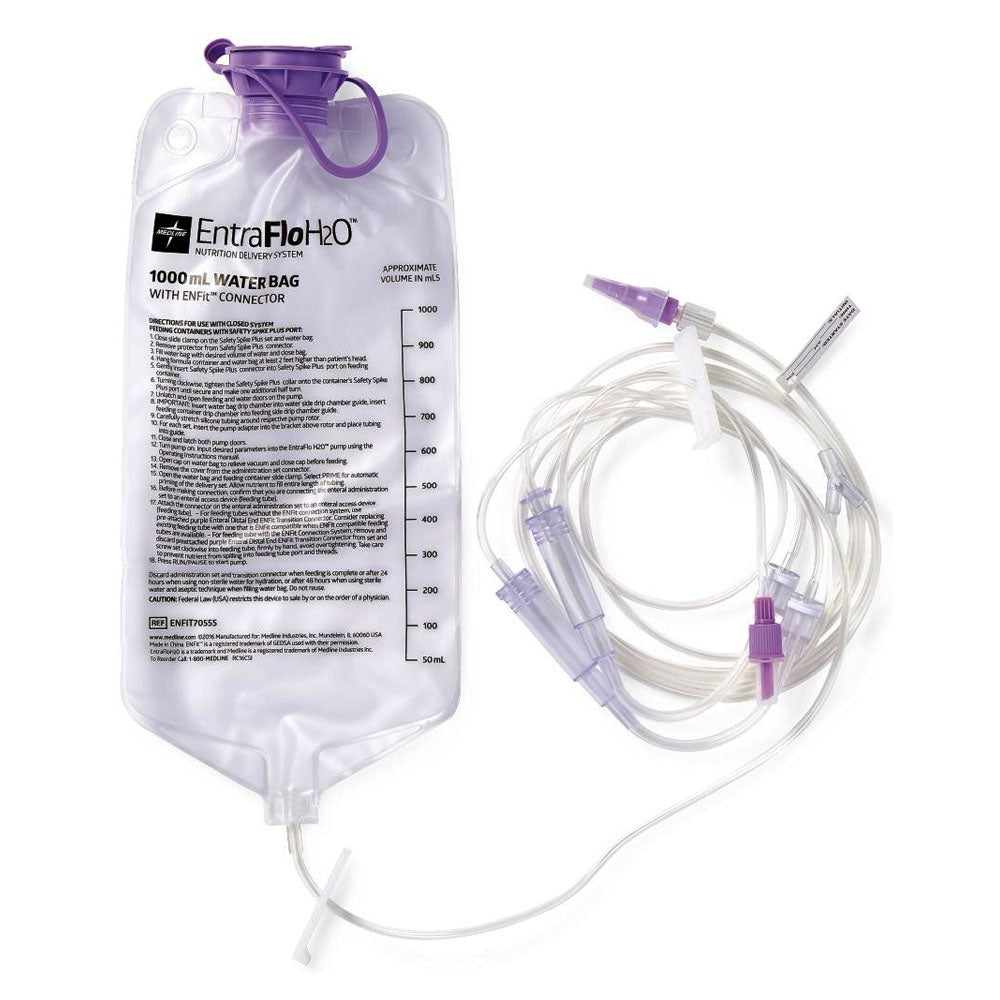 EntraFlo H20 Nutritional Delivery System 1000 mL Water Bag with Enfit Connector 1 (EA)
