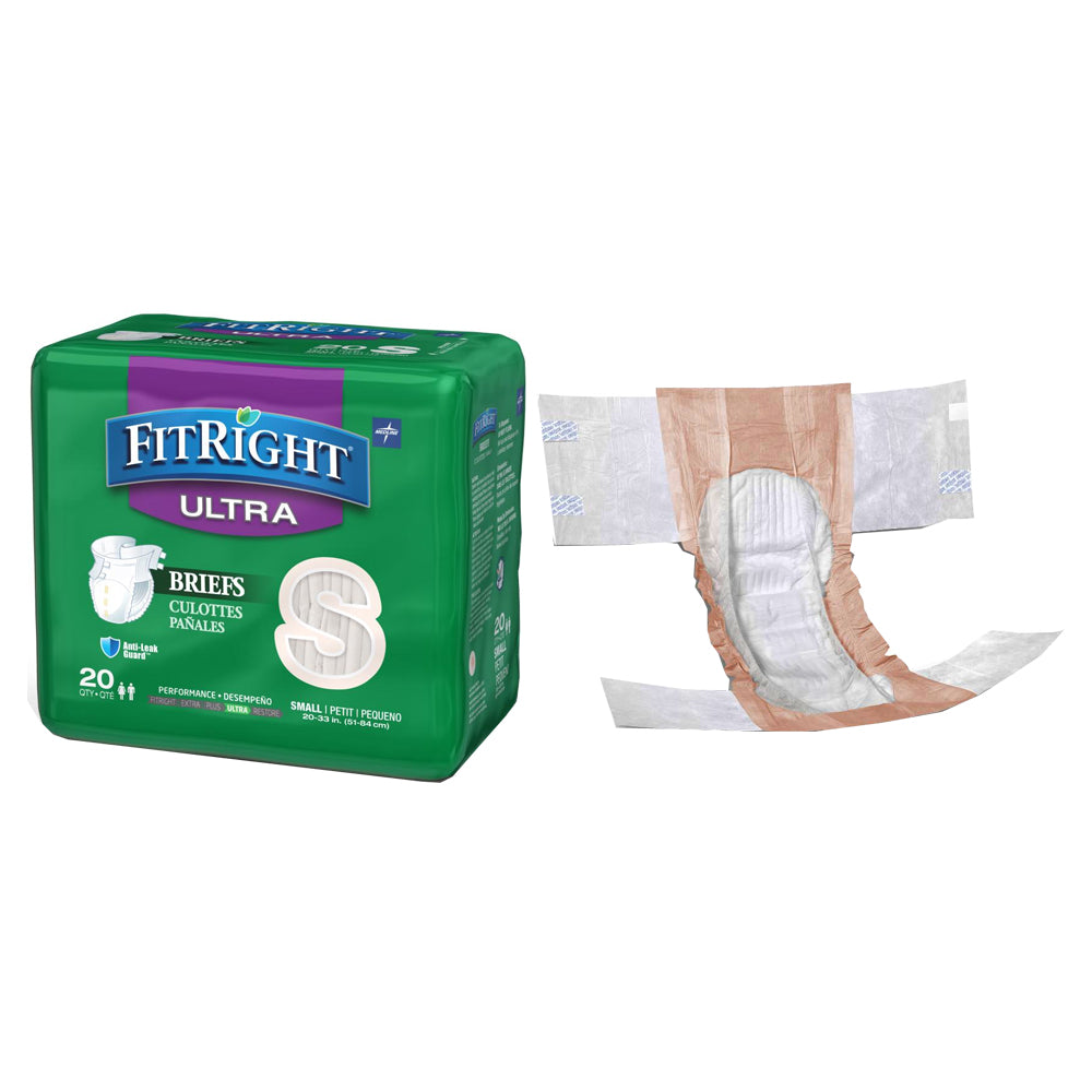 FitRight Ultra Cloth-Like Brief, Small 20"-33" 20 (PK)