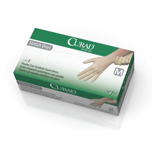 CURAD Stretch Vinyl Exam Gloves - CA Only,Cream,Medium 1500 (CS)