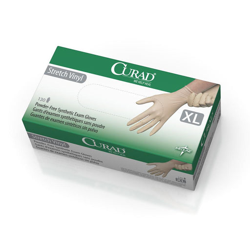 CURAD Stretch Vinyl Exam Gloves - CA Only,Cream,X-Large 1300 (CS)