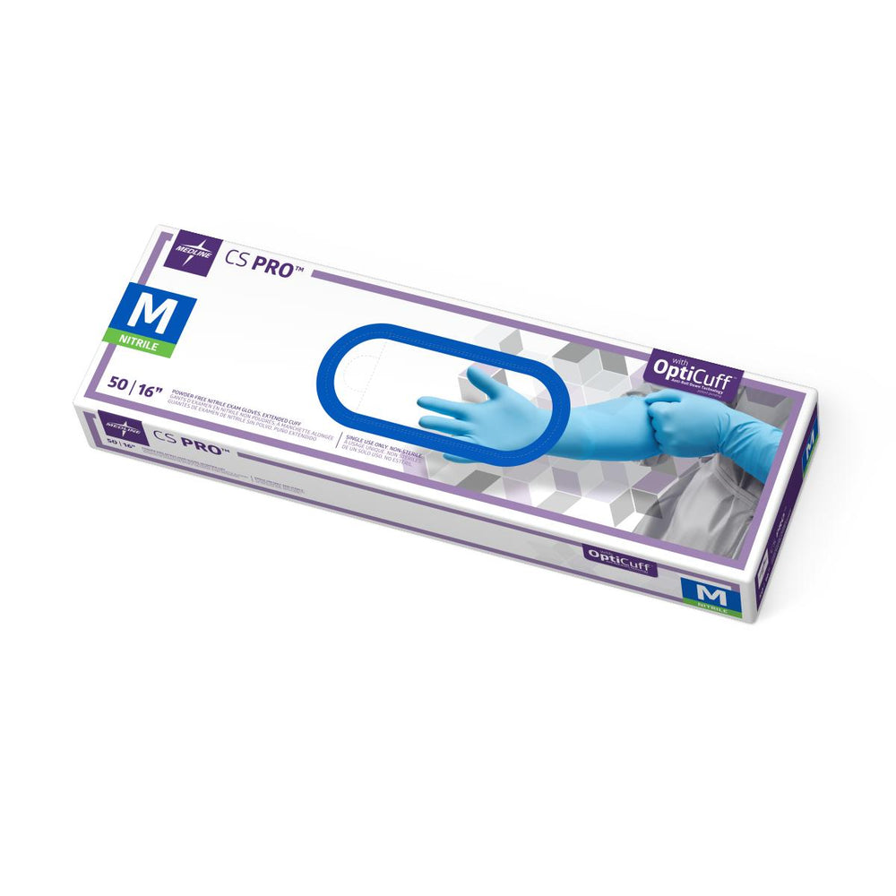 CS Pro 16" Cuff Nitrile Exam Gloves,Blue,Medium 500 (CS)