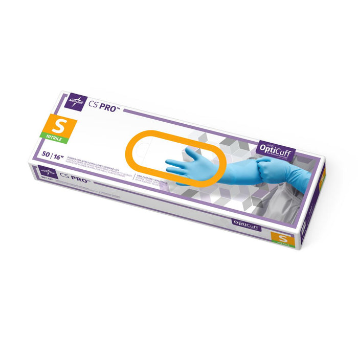 CS Pro 16" Cuff Nitrile Exam Gloves,Blue,Small 50 (BX)