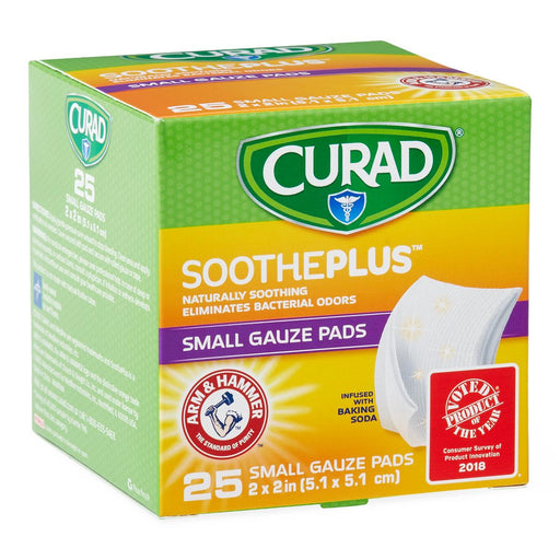 CURAD SoothePlus Gauze Pads with ARM & HAMMER Baking Soda 24 (CS)