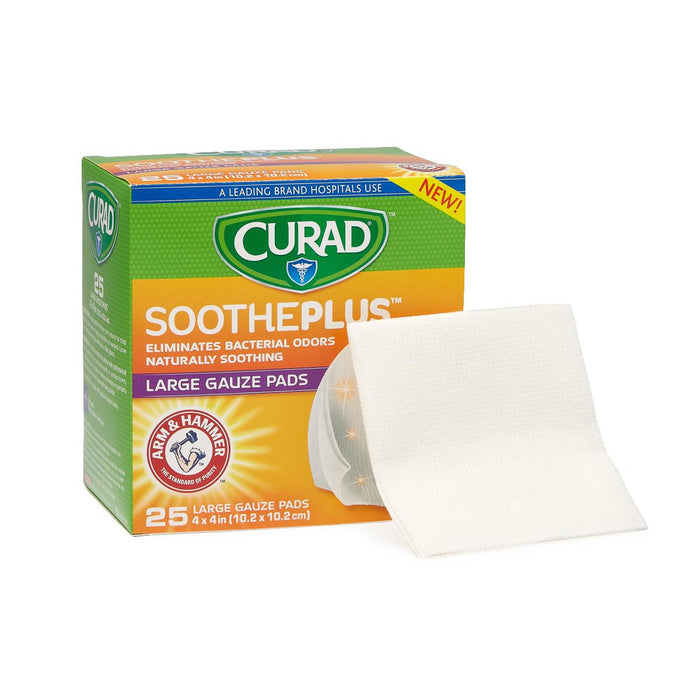 CURAD SoothePlus Gauze Pads with ARM & HAMMER Baking Soda 24 (CS)