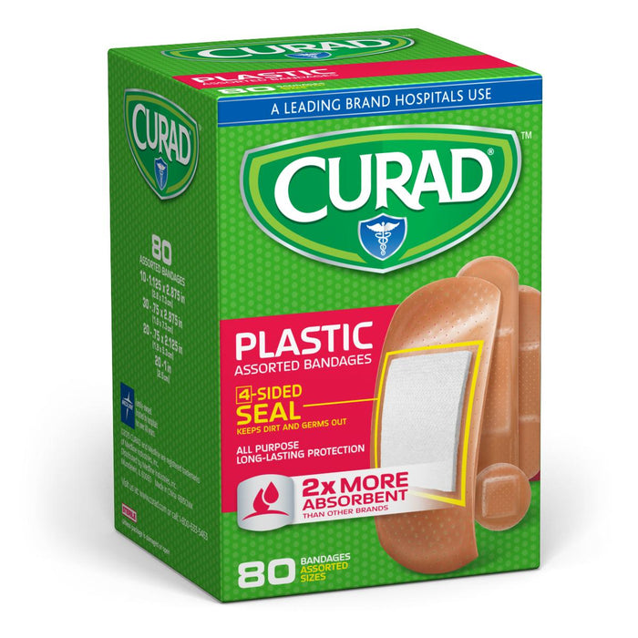 CURAD Plastic Adhesive Bandages,Tan,Yes 24 (CS)