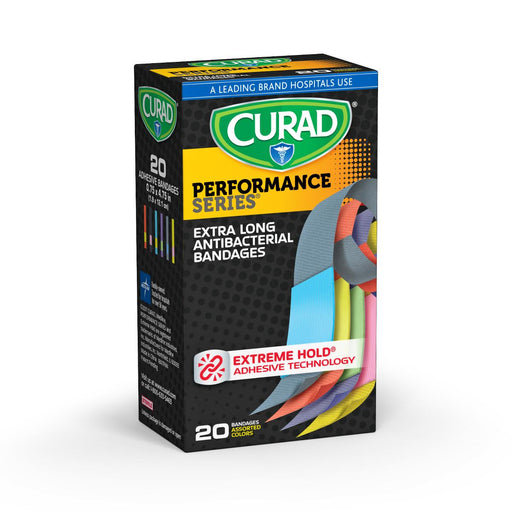 CURAD Performance Series Antibacterial Bandages,Assorted Colors,No 24 (CS)