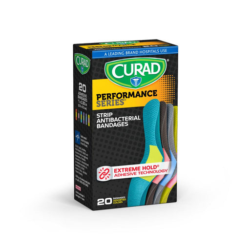 CURAD Performance Series Antibacterial Bandages,Assorted Colors,No 24 (CS)