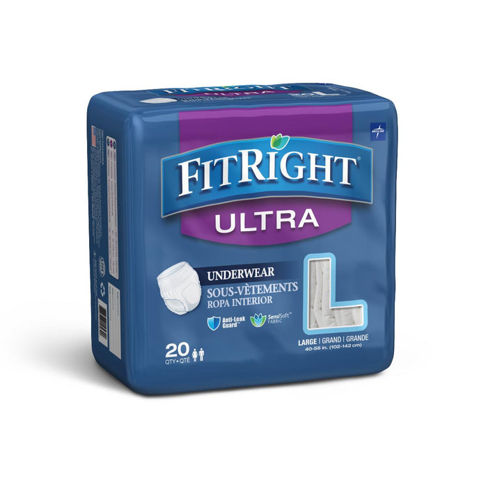 FitRight Ultra Adult Incontinence Underwear,Large 80 (CS)