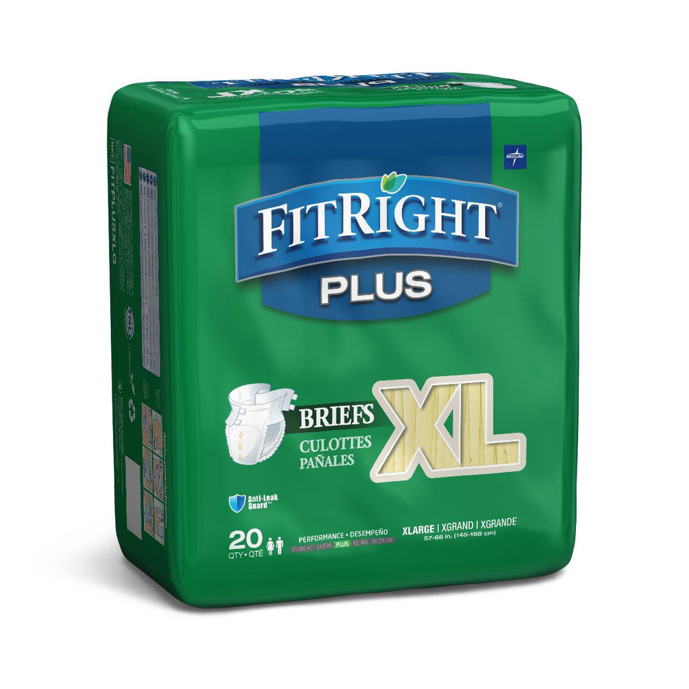 FitRight Plus Incontinence Briefs,57"-66" 80 (CS)