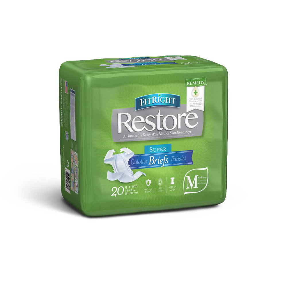 FitRight Restore Super Incontinence Briefs with Remedy Phytoplex,32"-42" 20 (BG)