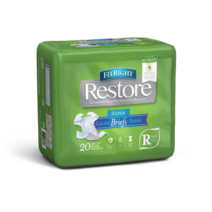 FitRight Restore Super Incontinence Briefs with Remedy Phytoplex,40"-50" 20 (BG)