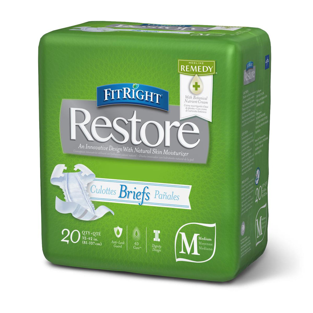 FitRight Restore Ultra Incontinence Briefs with Remedy Phytoplex,32"-42" 80 (CS)