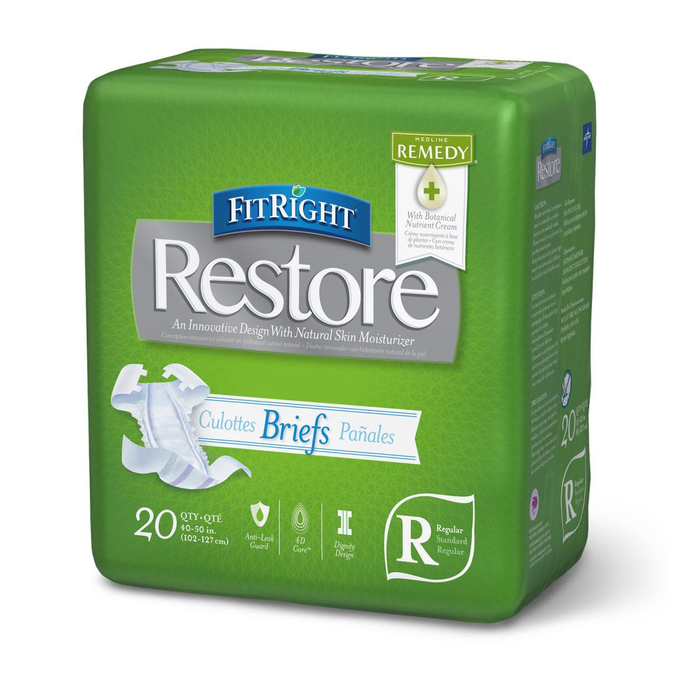FitRight Restore Ultra Incontinence Briefs with Remedy Phytoplex,40"-50" 80 (CS)