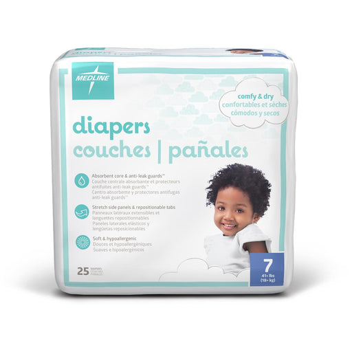 Disposable Baby Diapers,White,Sizes N-7, Newborn 41+ Lbs 25 (BG)