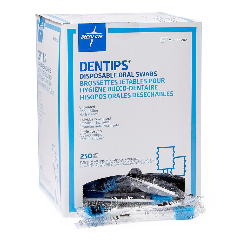 DenTips Oral Swabsticks,Blue 250 (BX)