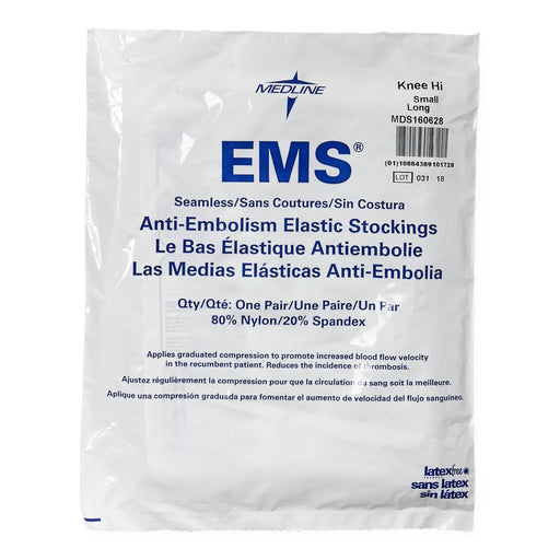 EMS Knee-High Anti-Embolism Stockings,White,Small 12 (BX)