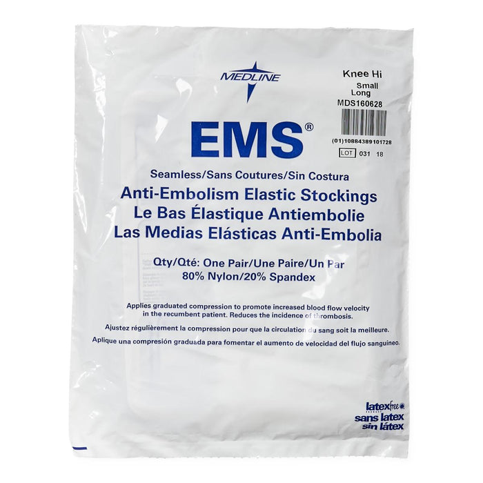EMS Knee-High Anti-Embolism Stockings,White,Small 12 (BX)