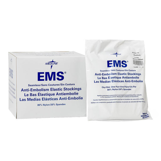 EMS Knee-High Anti-Embolism Stockings,White,Medium 1 (PR)