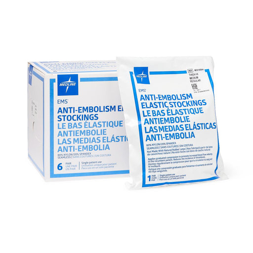 EMS Thigh-High Anti-Embolism Stockings,White,Medium 6 (BX)