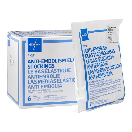 EMS Thigh-High Anti-Embolism Stockings,White,Medium 6 (BX)