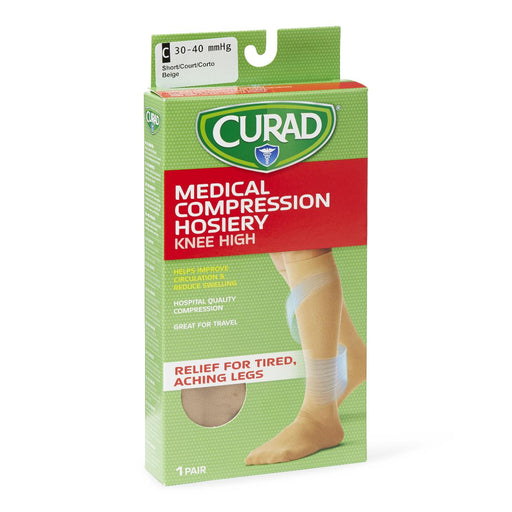 CURAD Knee-High Compression Hosiery,Beige,E 1 (EA)