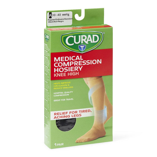 CURAD Knee-High Compression Hosiery,Black,A 1 (EA)
