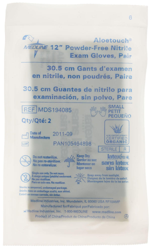 Aloetouch Sterile 12" Powder-Free Nitrile Exam Gloves,Green,Small 200 (CS)