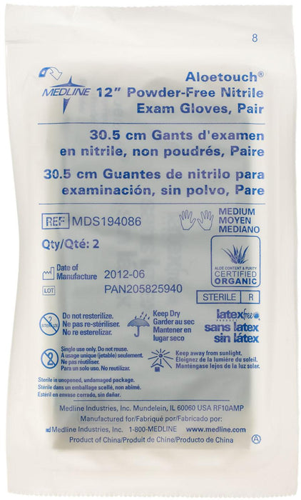Aloetouch Sterile 12" Powder-Free Nitrile Exam Gloves,Green,Medium 200 (CS)