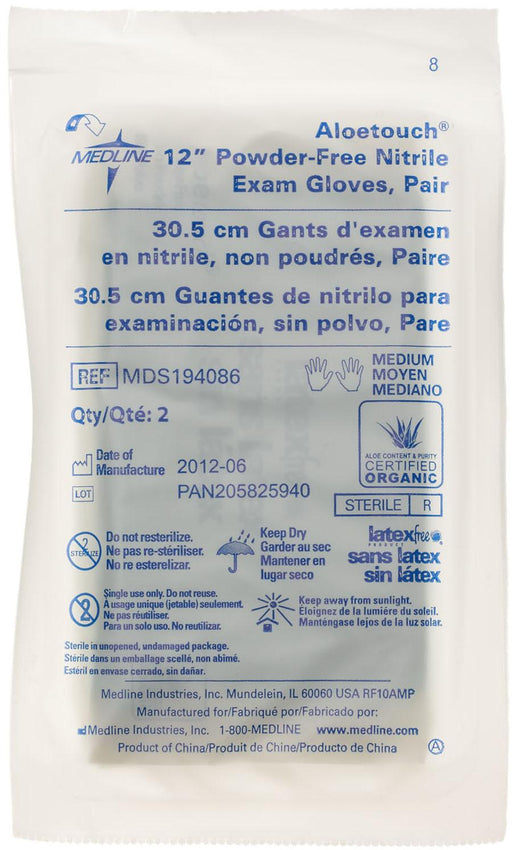 Aloetouch Sterile 12" Powder-Free Nitrile Exam Gloves,Green,Medium 200 (CS)