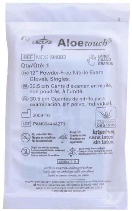 Aloetouch Sterile 12" Powder-Free Nitrile Exam Gloves,Green,Large 200 (CS)