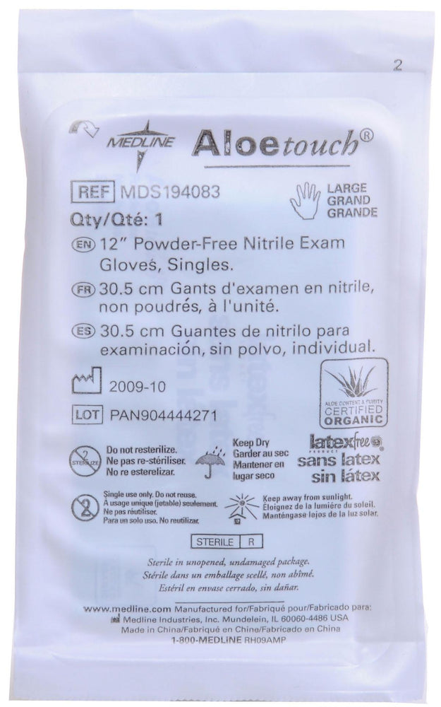 Aloetouch Sterile 12" Powder-Free Nitrile Exam Gloves,Green,Large 200 (CS)