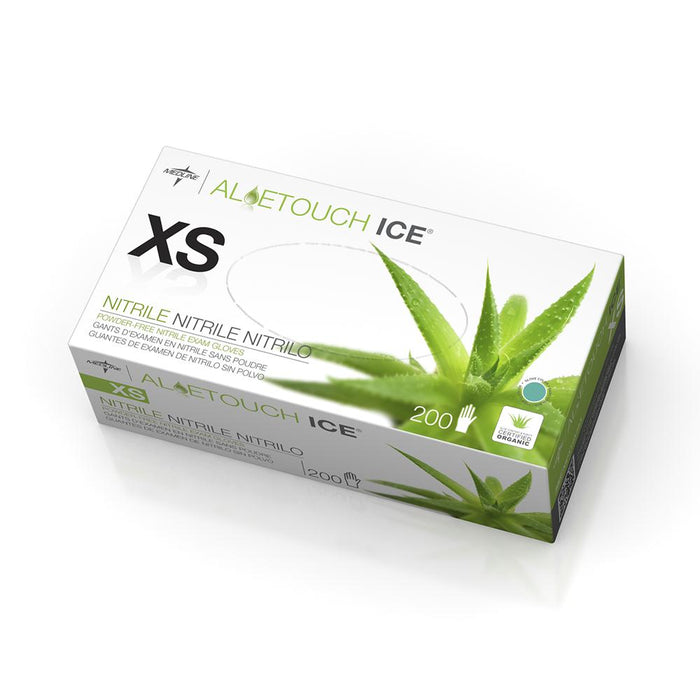 Aloetouch Ice Powder-Free Nitrile Exam Gloves,Green,X-Small 200 (BX)