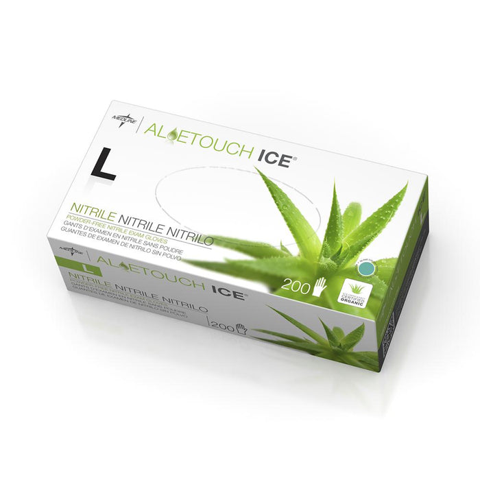 Aloetouch Ice Powder-Free Nitrile Exam Gloves,Green,Large 200 (BX)