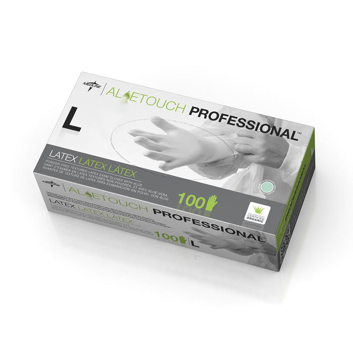 Aloetouch Powder-Free Latex Exam Gloves,Green,Large 100 (BX)
