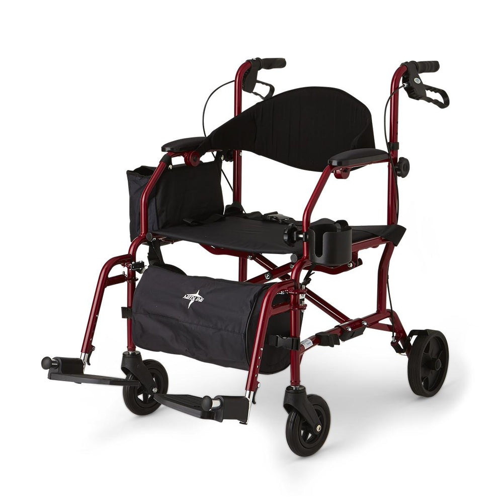 Combination Rollator/Transport Chair,Red,8.000 IN 1 (EA)