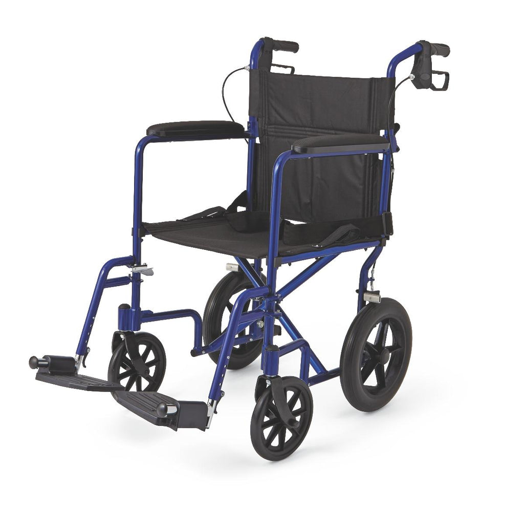 Aluminum Transport Chair with 12" Wheels,Blue,12.000 IN 1 (CS)
