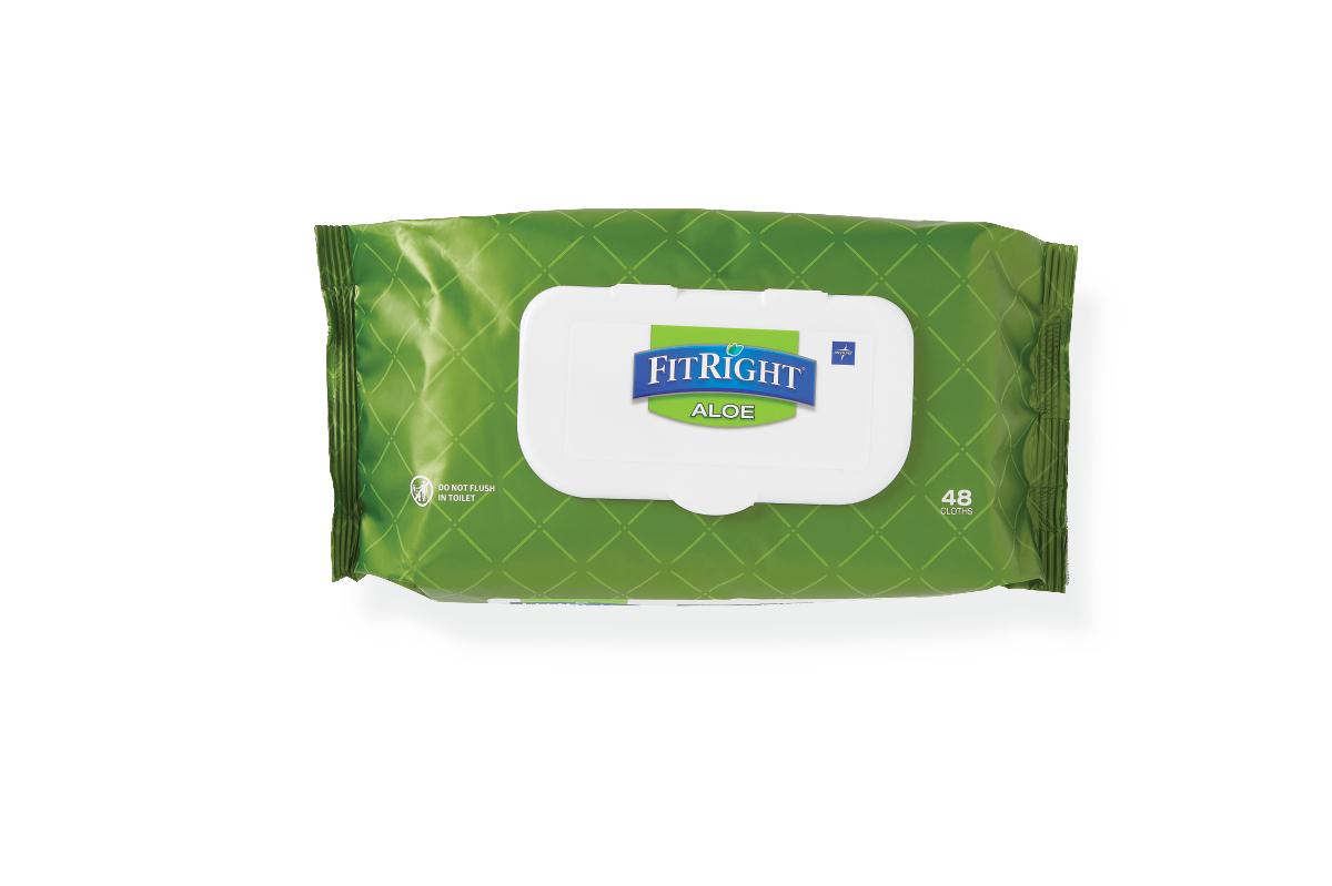 FitRight Aloe Quilted Personal Cleansing Wipes 12 (CS)