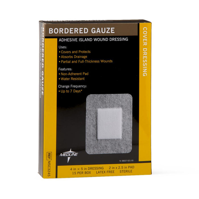 Bordered Gauze Adhesive Island Wound Dressing,2" X 2.5" 15 (BX)