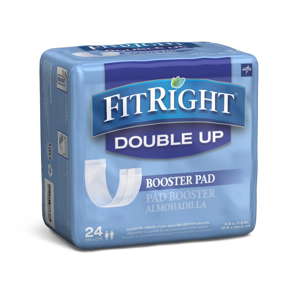 FitRight Double Up Thin Incontinence Booster Pads,3.5" X 11.5" 24 (BG)