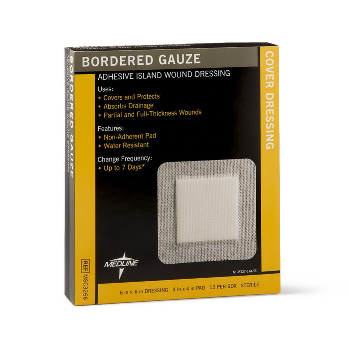 Bordered Gauze Adhesive Island Wound Dressing,4" X 4" 150 (CS)