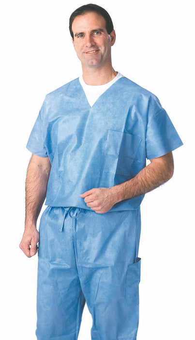 Disposable Scrub Tops,Blue,XL 30 (CS)