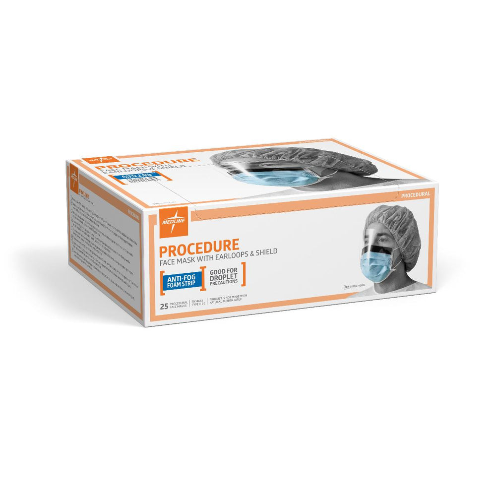 Basic Procedure Face Masks with Shield,Blue 100 (CS)