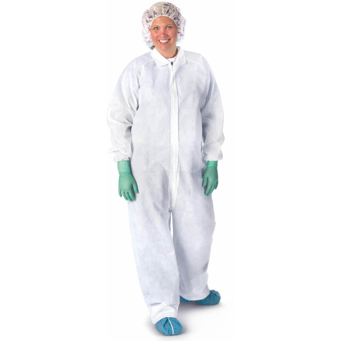 Heavyweight Spunbonded Polypropylene Coveralls,White,X-Large 25 (CS)