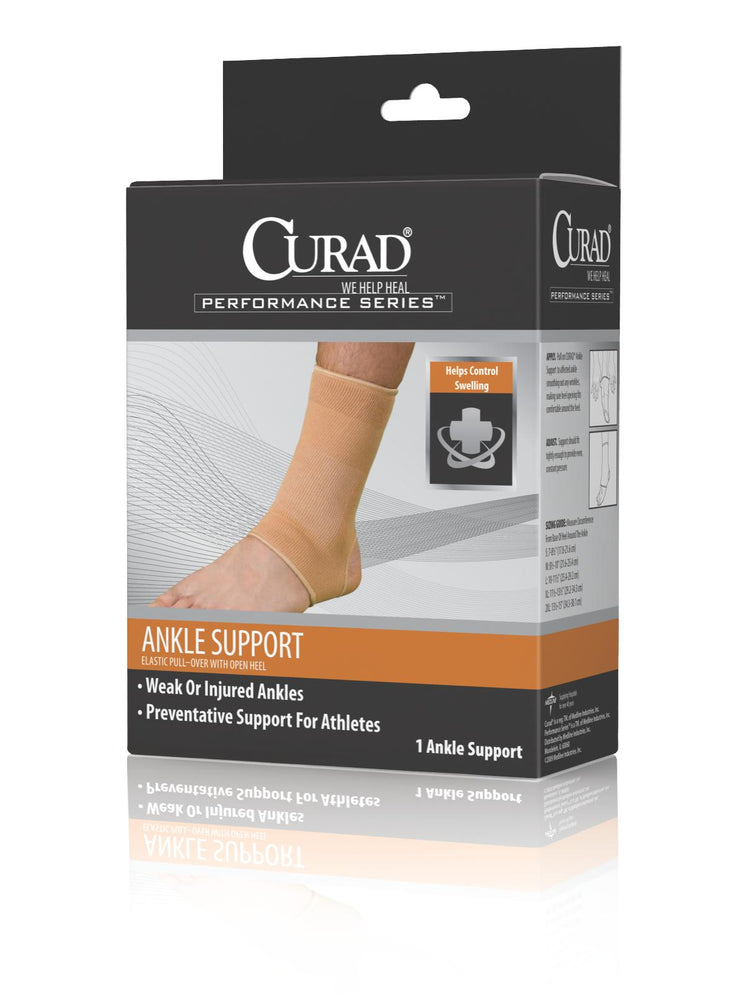 CURAD Performance Series Elastic Open Heel Ankle Supports,Beige,Medium 4 (CS)