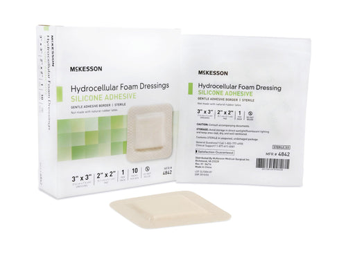 mckesson-square-sterile-adhesive-silicone-foam-dressing-with-border-3-x-3-inch