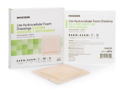 mckesson-lite-square-sterile-silicone-foam-dressing-with-border-6-x-6-inch-tan