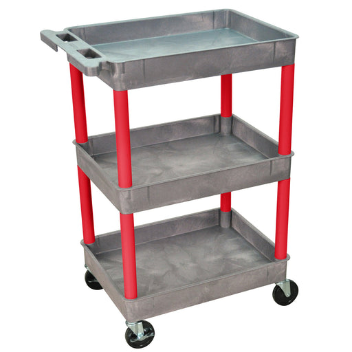 luxor-gray-and-red-flat-handle-utility-cart