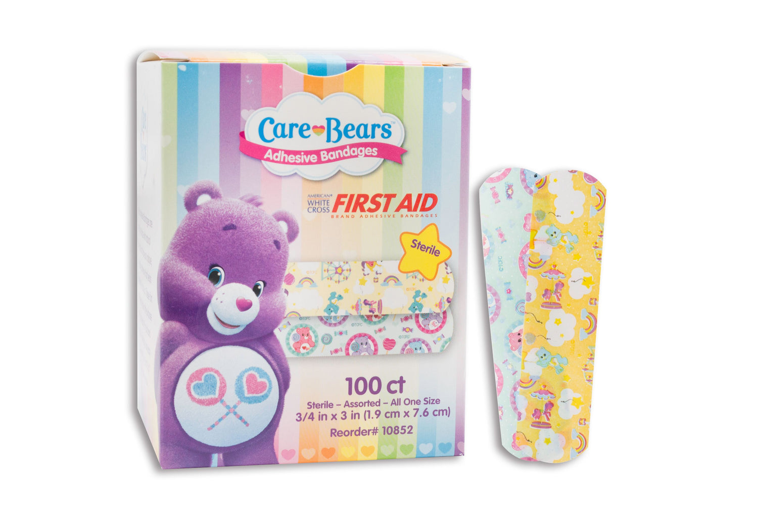 american-reg-white-cross-stat-strip-reg-rectangular-care-bears-kid-design-adhesive-strip-frac34-x-3-inch