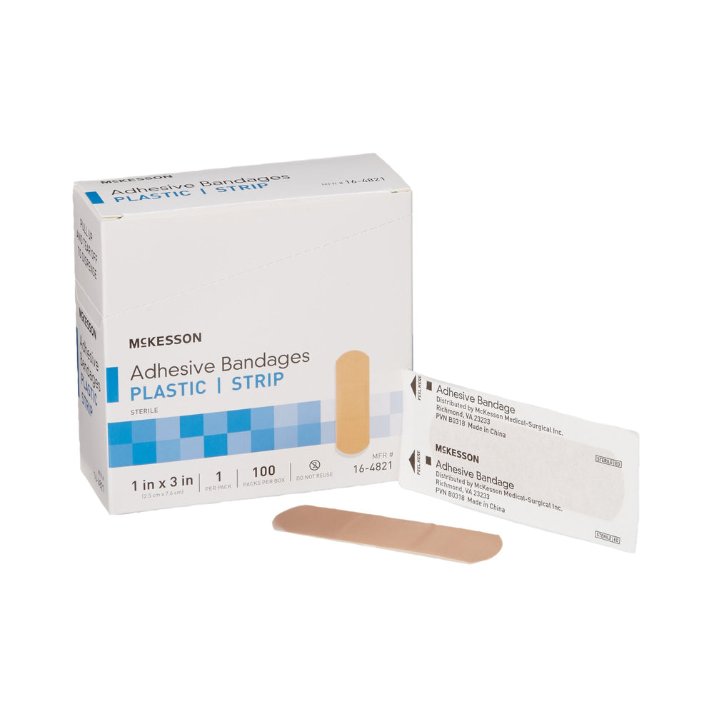 mckesson-rectangular-sterile-adhesive-plastic-strip-1-x-3-inch-tan