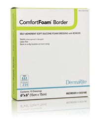 dermarite-comfortfoam-trade-square-sterile-adhesive-silicone-foam-dressing-with-border-4-x-4-inch-tan